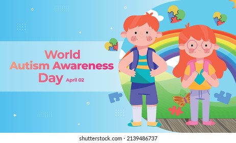 World Autism Awareness Day on April 02 business brochure flyer banner design horizontal template vector, cover presentation abstract, modern publication poster and flag-banner.