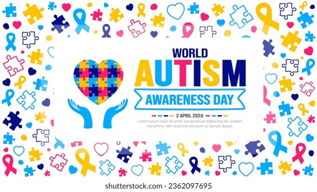 World autism awareness day pattern background template use to banner, card, greeting card, poster, book cover, placard, photo frame, social media post banner template. celebrated in 2 April.