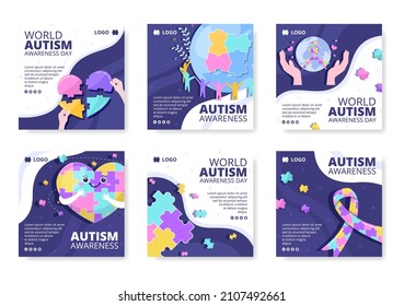 World Autism Awareness Day Post Template Flat Illustration Editable of Square Background Suitable for Social media or Greetings Card