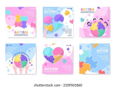 World Autism Awareness Day Post Template Flat Illustration Editable of Square Background Suitable for Social media or Greetings Card