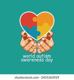 World Autism Awareness Day Post Template. Flat, Editable Illustration, Perfect for Social Media or Greeting Cards.