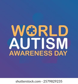 World autism awareness day poster design gradient background with puzzle effect.