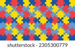World autism awareness day puzzle pattern background template. World autism day colorful puzzle vector banner. Symbol of autism. autism Health care Medical flat background of April 02 celebration