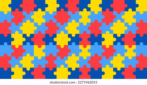 World autism awareness day puzzle pattern background template. World autism day colorful puzzle vector banner. Symbol of autism. autism Health care Medical flat background of April 02 celebration. 