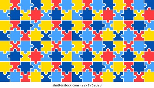 World autism awareness day puzzle pattern background template. World autism day colorful puzzle vector banner. Symbol of autism. autism Health care Medical flat background of April 02 celebration. 