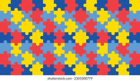 World autism awareness day puzzle pattern background template. World autism day colorful puzzle vector banner. Symbol of autism. autism Health care Medical flat background of April 02 celebration