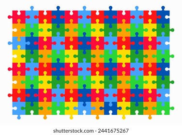 World autism awareness day puzzle background template. Colorful puzzles vector background. Symbol of autism. Medical flat illustration. 