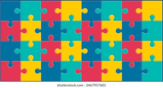 World autism awareness day puzzle pattern background template. Symbol of autism. Health care Medical flat background of April 02 celebration.