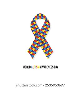 World Autism Awareness Day Ribbon Vector Design.