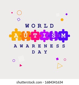 World Autism Awareness Day. The riddle is a worldwide symbol of autism. Autism awareness concept for the design of banners, flyers, posters, social stocks. Medical flat illustration in bright colors.