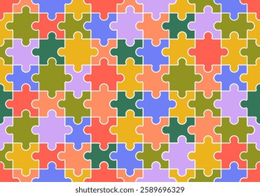 World autism awareness day seamless pattern background. Colorful puzzles vector background. Symbol of autism. Medical flat illustration. Health care