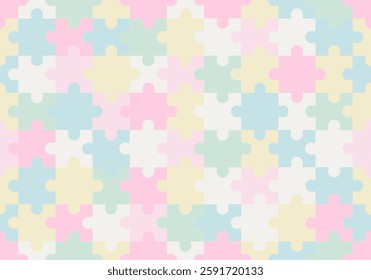 World autism awareness day seamless pattern background. Colorful puzzles vector background. Symbol of autism. Medical flat illustration. Health care