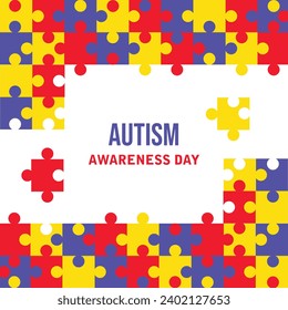 World autism awareness day social media post banner design template set. World autism day colorful puzzle vector banner. Symbol of autism. autism Health care Medical flat background of April 02