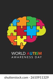 World autism awareness day stock illustration. Brain-shaped puzzles. Autism awareness day. white background. stock illustration. vector Illustration.