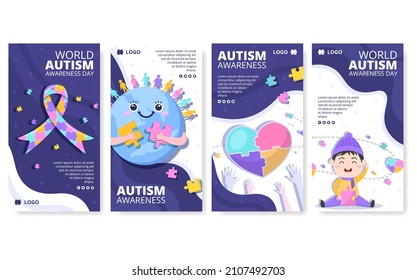 World Autism Awareness Day Stories Template Flat Illustration Editable of Square Background Suitable for Social media or Greetings Card