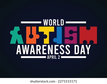 World Autism Awareness Day text design  April 2  Gradient background  Colorful  Poster  banner  card  background  Eps 10 
