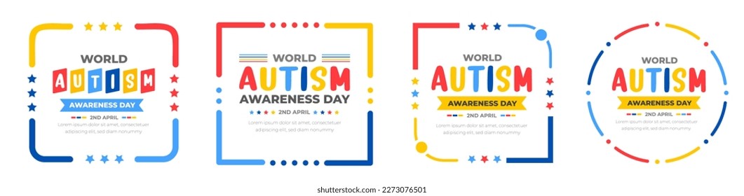 World autism awareness day typography design template set. World autism day colorful text design vector banner. design of autism. autism Health care Medical flat Text of April 02