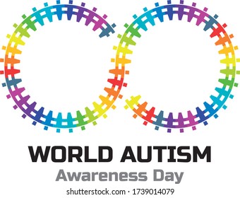 Día Mundial de Concienciación sobre el Autismo. Símbolo de infinito vector hecho de piezas de color