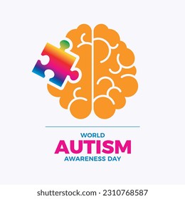 Ilustración vectorial del Día Mundial de Concienciación sobre el Autismo. Cerebro humano con colorido vector de ícono de la pieza del rompecabezas. Símbolo autista abstracto del cerebro. 2 de abril cada año. Día importante