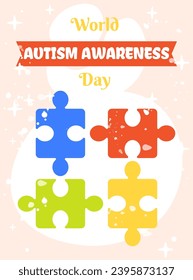 World Autism Awareness Day vector illustration in flat cartoon style. Perfect for poster, banner, flyer and so on