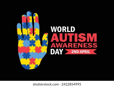 World Autism Awareness Day Vector illustration. 2nd April. Holiday concept. Template for background, banner, card, poster with text inscription.