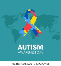 World autism awareness day. World autism day vector. Autism Day card.