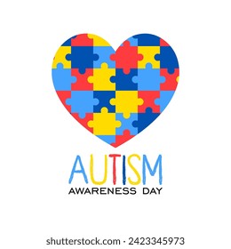 World autism awareness day. World autism day vector. Autism Day card.