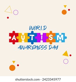 World autism awareness day. World autism day vector. Autism Day card.