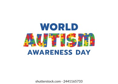 gráfico vectorial del día mundial del conocimiento del autismo con rompecabezas que forman la palabra autismo. Es adecuado para banners, campañas, saludos, etc.