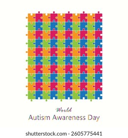 World Autism Awareness Day vector, illustration. April 2nd. Autism spectrum disorders. Color puzzle blocks design.