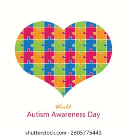 World Autism Awareness Day vector, illustration. April 2nd. Autism spectrum disorders. Color puzzle blocks design.