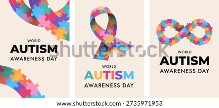 World autism awareness day vertical banner templates and poster backgrounds set. Vector illustration