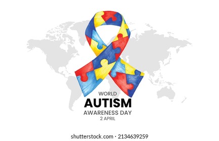 World Autism Awareness Day. Watercolor World Autism Awareness Day