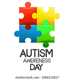 World autism awareness day.Puzzle symbol of autism in different colors. Medical,healthcare related design isolated on white background. Autism solidarity day. Symbol of Autism.Vector illustration.