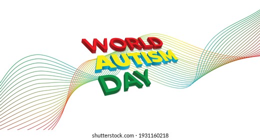 Weltautismus-Tag mit 3D Typografie-Design. gute Vorlage für das Weltautismus-Tagesdesign.