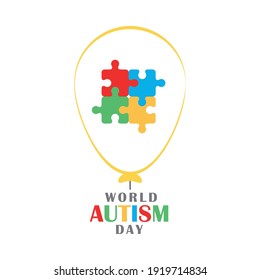 world autism day balloon with puzzles idea vector illustration