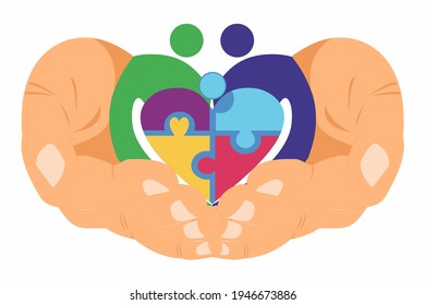 world autism day heart in hand family image