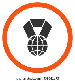 World Award vector bicolor rounded icon. Image style is a flat icon symbol inside a circle, orange and gray colors, white background.