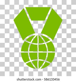 World Award vector icon. Illustration style is flat iconic eco green symbol on a transparent background.