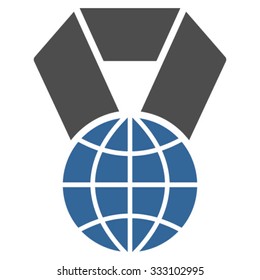 World Award vector icon. Style is bicolor flat symbol, cobalt and gray colors, rounded angles, white background.