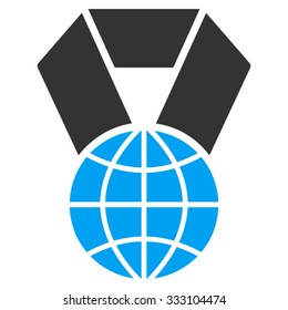 World Award vector icon. Style is bicolor flat symbol, blue and gray colors, rounded angles, white background.