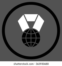 World Award vector icon. Style is bicolor flat circled symbol, black and white colors, rounded angles, gray background.