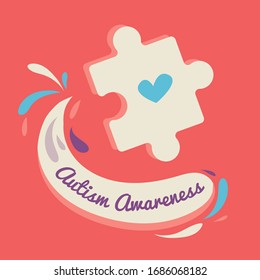 World Awareness Autism Day. Vector Autism with Ribbon. Illustration vector suitable for greeting card, poster and banner.
