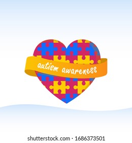 World Awareness Autism Day. Vector Autism with Ribbon. Illustration vector suitable for greeting card, poster and banner.