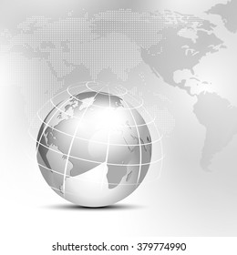 World background with globe and map - global business concept