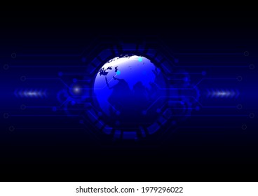 World background, made from sphere, modern communication, fast, circuit lines moving through, light placed according to the point of interest, advertising vector image.