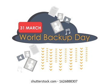 World Backup Day. Vector illustration. Computer. Data copying.