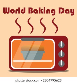 World Baking Day baking a bread or cake in an oven and bold text on the top