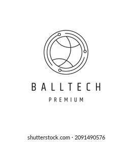 World Or Ball Tech Logo Design Template Linear Style Icon In White Backround