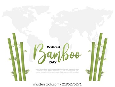 World bamboo day background banner poster with earth map and bamboo on september 18 th.